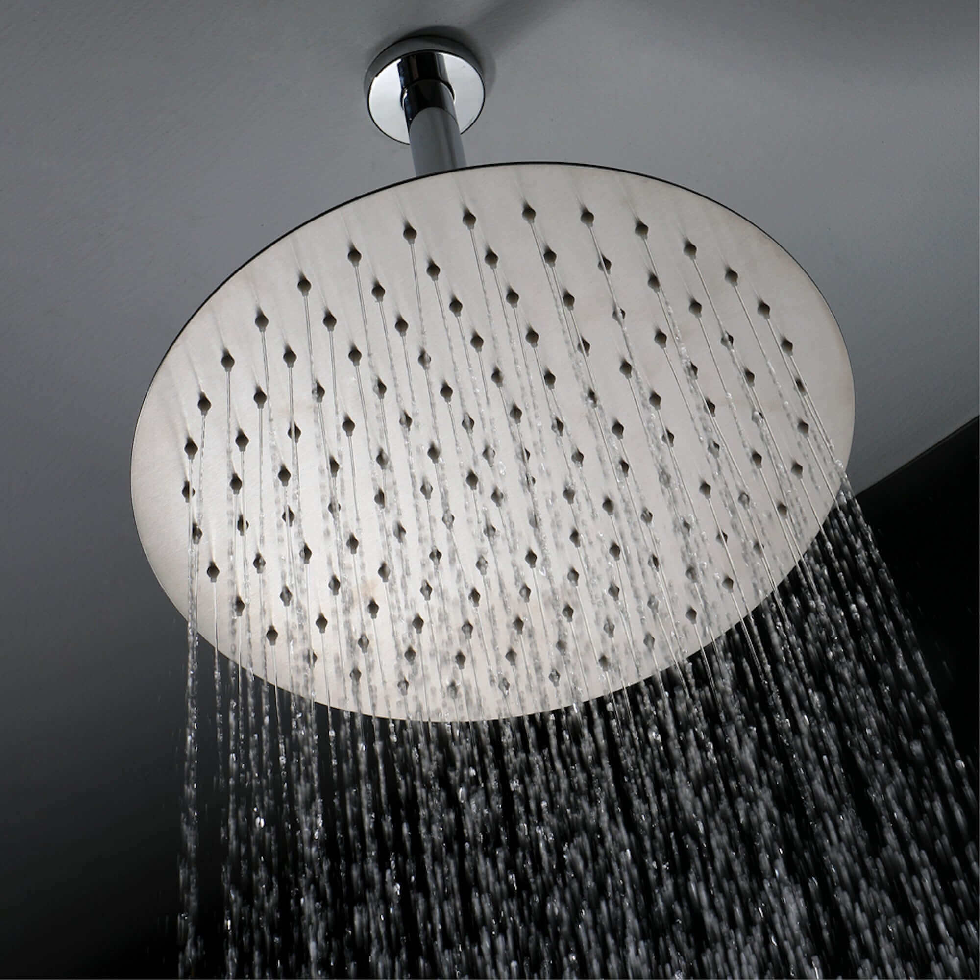 Buy Contemporary Ceiling Fixed Round Ultra Slim Stainless Steel Shower Head 16" With 180mm Ceiling Shower Arm - Chrome online UK